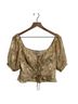 ACOA collection 100% Polyester 97% Polyester 3% Spandex Floral Multi Color Tan Short Sleeve Blouse Size M - photo 3