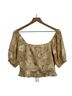 ACOA collection 100% Polyester 97% Polyester 3% Spandex Floral Multi Color Tan Short Sleeve Blouse Size M - photo 2