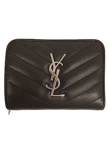 Yves Saint Laurent Yves Saint Laurent Cassandra V-stitch Wallet, Bi-fold GUE403723, Black, Women's (view 1)