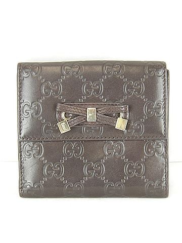Gucci GUCCI W Ribbon Bi-fold Wallet 167465.2184, Shima Leather, Brown, Women's (view 1)
