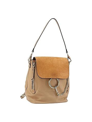 Chloé Faye Backpack Suede With Applique Beige Leather Backpack Bag (view 1)