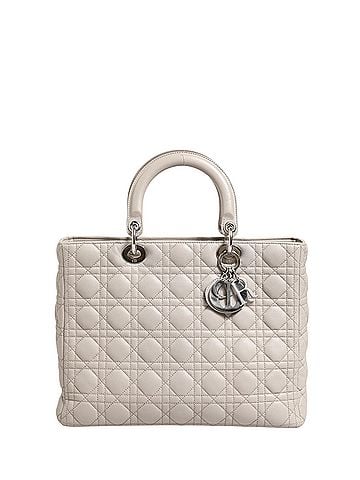 Dior Lady Dior Large Grey Cannage Lambskin Women's Bag (view 1)