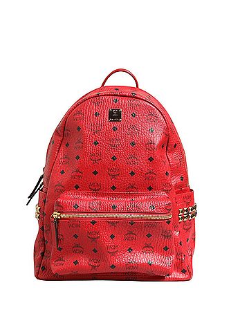 MCM Medium Stark Studded Visetos Backpack - Women's Red (view 1)