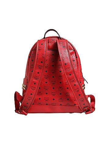 MCM Medium Stark Studded Visetos Backpack - Women's Red (view 2)