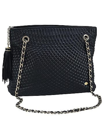 Bally Vintage Chain Shoulder Bag Quilted Leather Navy Leather Shoulder Bag Bag (view 1)