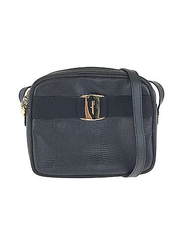 Salvatore Ferragamo Salvatore Ferragamo Vara embossed black leather shoulder bag/pouch for women with gold hardware. (view 1)