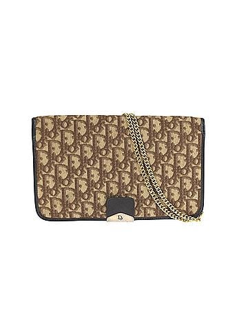 Christian Dior Christian Dior Vintage Trotter Beige Brown Gold Hardware Leather Jacquard Chain Shoulder Bag/Handbag (2-Way) for Women (view 1)