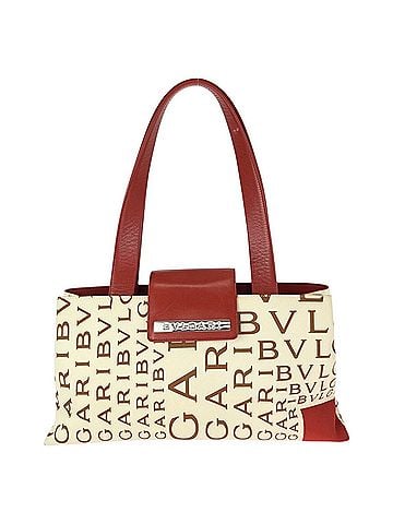 Bvlgari BVLGARI Logomania Red Ivory Silver Hardware Canvas Leather Tote Bag Shoulder for Women (view 1)