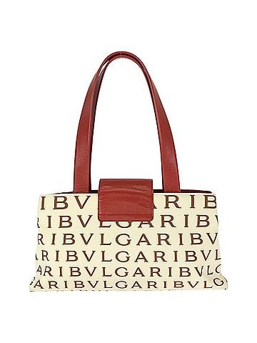 Bvlgari BVLGARI Logomania Red Ivory Silver Hardware Canvas Leather Tote Bag Shoulder for Women (view 2)