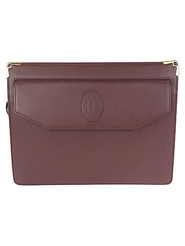 Cartier CARTIER Cartier Must Line Wine Red Bordeaux Gold Hardware Leather Clutch Bag Second Unisex Men's (view 1)