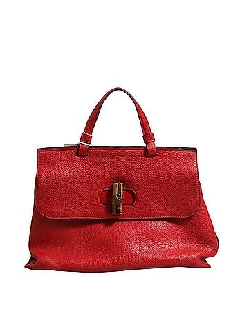 Gucci Red Leather Bamboo Daily Tote Crossbody Women's Bag (view 1)