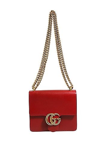 Gucci Marmont small shoulder bag in Rosso Ancora red Women's leather (view 1)