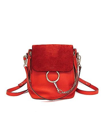 Chloé Faye Backpack Leather And Suede Orange Leather Backpack Bag (view 1)