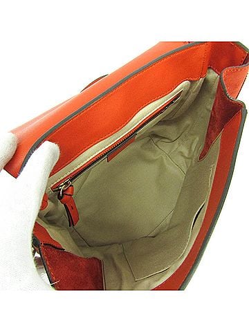 Chloé Faye Backpack Leather And Suede Orange Leather Backpack Bag (view 2)