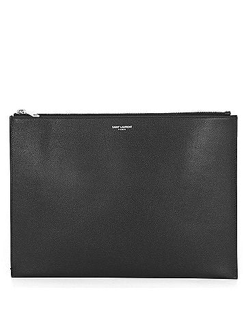 Yves Saint Laurent Yves Saint Laurent Saint Laurent Paris Clutch Bag Mini Zip Tablet Sleeve Leather 397294 SAINT LAURENT PARIS Black Handbag (view 1)
