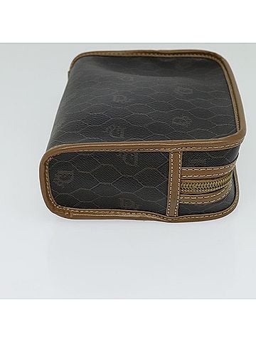 Dior Vintage Honeycomb Zip Pouch Canvas And Leather Black Canvas Clutche & Pouche Bag (view 2)