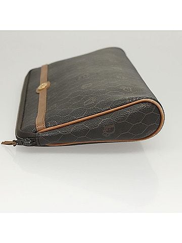 Dior Vintage Honeycomb Zip Pouch Canvas And Leather Black Canvas Clutche & Pouche Bag (view 2)