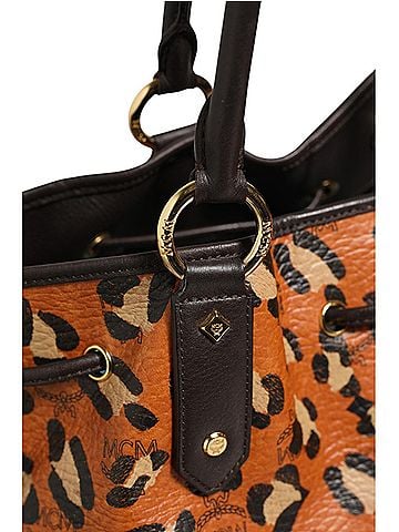 MCM Visetos Leopard Aren Medium Shopper Women's Tote (view 2)