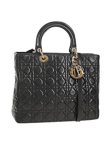 Dior Lady Dior Bag Leather Black Leather Handbag (view 1)