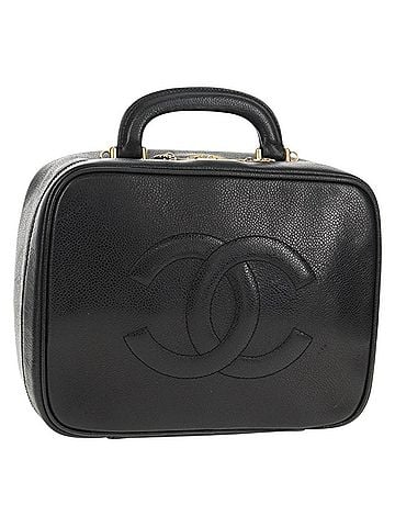 Chanel Vintage Timeless Zip Around Vanity Case Caviar Black Leather Clutche & Pouche Bag (view 1)
