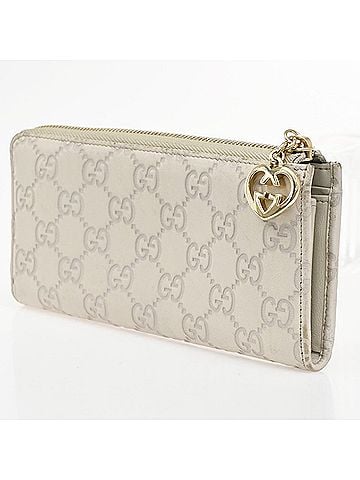 Gucci Interlocking G Zip Around Wallet (Outlet) Leather Beige Leather Wallets Accessory (view 2)