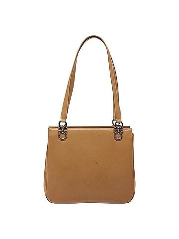 Salvatore Ferragamo Gancini Shoulder Bag Suede Brown Leather Shoulder Bag Bag (view 1)