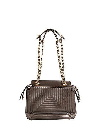 Fendi Brown Quilted Lambskin Leather Dotcom Click Small Shoulder Women's Bag (view 2)