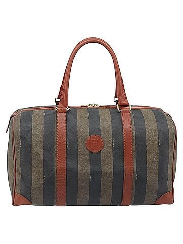 Fendi Vintage Pequin Boston Bag Coated Canvas Brown Canvas Travel Bag Bag (view 1)