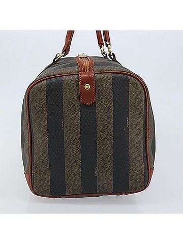 Fendi Vintage Pequin Boston Bag Coated Canvas Brown Canvas Travel Bag Bag (view 2)