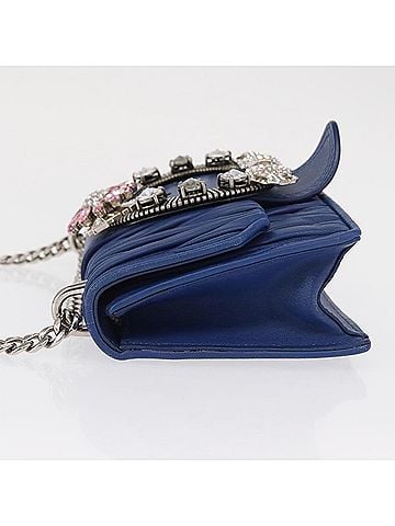 Miu Miu Madras Crystal Buckle Shoulder Bag Leather Blue Leather Shoulder Bag Bag (view 2)
