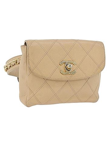 Chanel Cc Flap Belt Bag Quilted Lambskin Beige Leather Clutche & Pouche Bag (view 1)