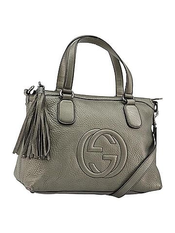 Gucci Soho Convertible Top Handle Bag Leather Silver Leather Handbag (view 1)