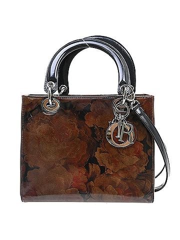 Dior Vintage Lady Dior Bag Patent Brown Patent_Leather Handbag (view 1)