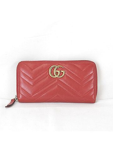 Gucci GUCCI GG Marmont Round Zip Wallet 443123.2149 Long Leather Red Women's (view 1)