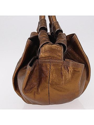 Loewe Anagram Logo Nappa Aire Hand Bag Leather Gold Leather Handbag (view 2)