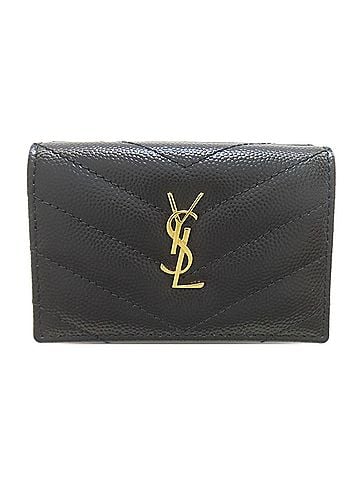 Yves Saint Laurent Yves Saint Laurent V-stitch Cassandra Tri-fold Wallet, Calfskin, Women's. (view 1)