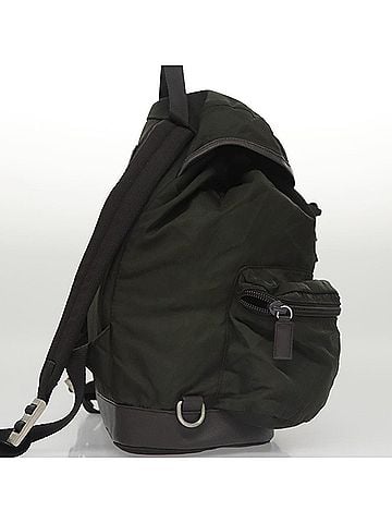 Prada Double Front Pocket Backpack Tessuto Khaki Nylon Backpack Bag (view 2)