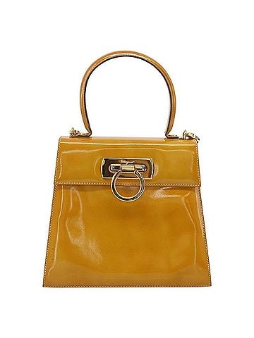 Salvatore Ferragamo Gancini Handbag Patent Leather Yellow Patent_Leather Handbag (view 1)