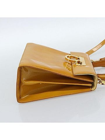 Salvatore Ferragamo Gancini Handbag Patent Leather Yellow Patent_Leather Handbag (view 2)