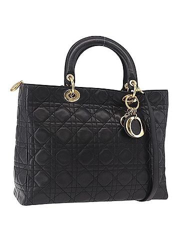 Dior Vintage Lady Dior Bag Leather Black Leather Handbag (view 1)