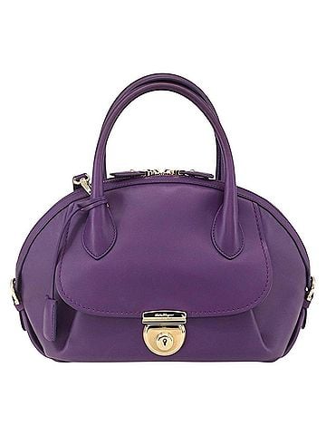 Salvatore Ferragamo Vintage Fiamma Satchel Leather Purple Leather Handbag (view 1)