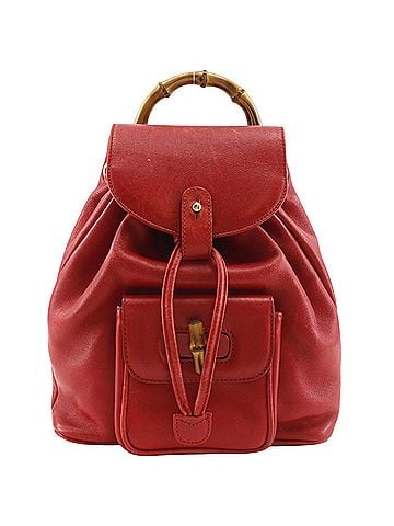 Gucci Vintage Bamboo Backpack Leather Red Leather Backpack Bag (view 1)