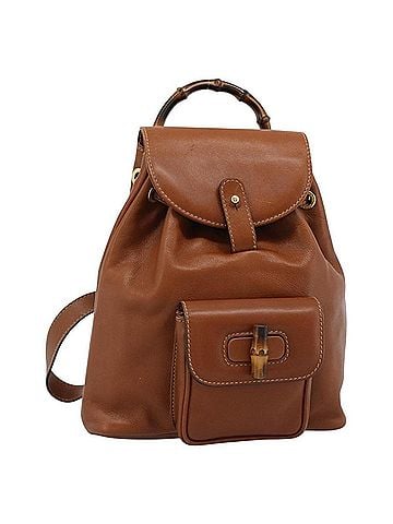 Gucci Vintage Bamboo Backpack Leather Brown Leather Backpack Bag (view 1)
