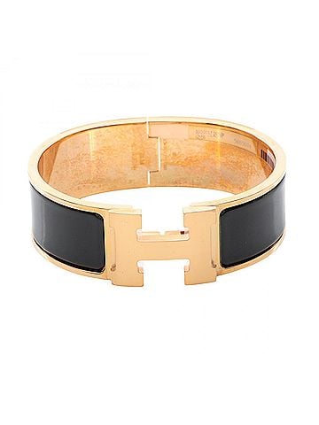 Hermès Hermes HERMES Clic Clac GM Bangle Accessory GP (Gold Plated) Enamel Women's Gold/Black (view 1)