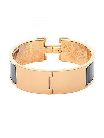 Hermès Hermes HERMES Clic Clac GM Bangle Accessory GP (Gold Plated) Enamel Women's Gold/Black (view 2)