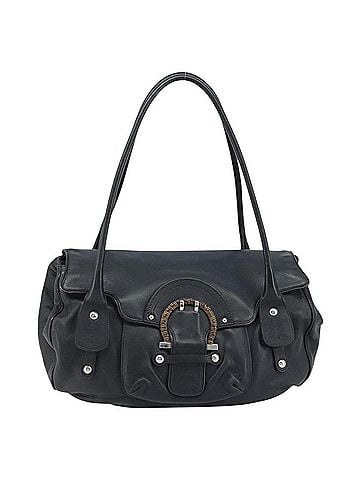 Salvatore Ferragamo Gancini Handbag Leather Black Leather Handbag (view 1)
