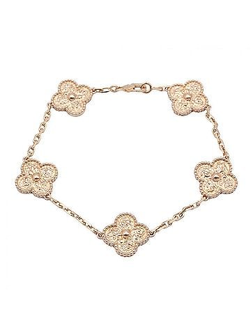 Van Cleef & Arpels Van Cleef & Arpels Vintage Alhambra 5-Motif Bracelet, 18K Pink Gold (PG), Women's, Tone, VCARN9T300 (view 1)