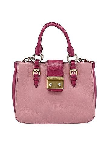 Miu Miu Madras Convertible Lock Tote Leather Pink Leather Handbag (view 1)