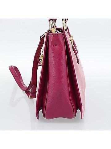 Miu Miu Madras Convertible Lock Tote Leather Pink Leather Handbag (view 2)