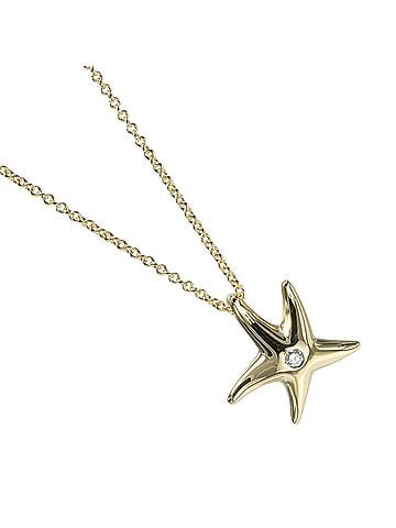 Tiffany & Co. Elsa Peretti Starfish Pendant Necklace 18K Yellow Gold With Diamonds Gold Yellow_Gold Necklace Jewelry (view 1)